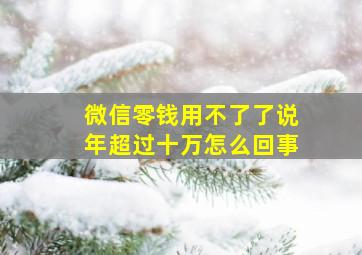 微信零钱用不了了说年超过十万怎么回事