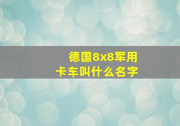 德国8x8军用卡车叫什么名字