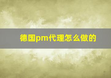 德国pm代理怎么做的