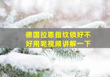 德国拉恩指纹锁好不好用呢视频讲解一下