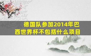 德国队参加2014年巴西世界杯不包括什么项目