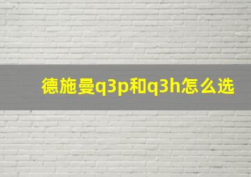 德施曼q3p和q3h怎么选