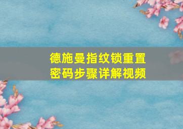 德施曼指纹锁重置密码步骤详解视频