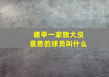 德甲一家独大没意思的球员叫什么