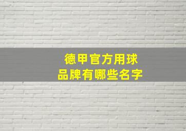 德甲官方用球品牌有哪些名字