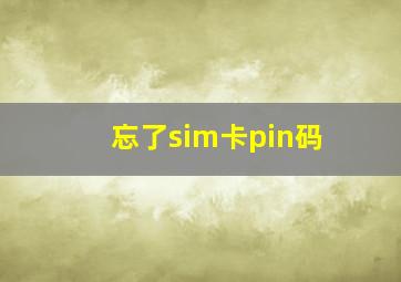 忘了sim卡pin码