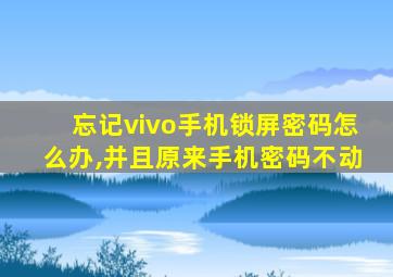 忘记vivo手机锁屏密码怎么办,并且原来手机密码不动