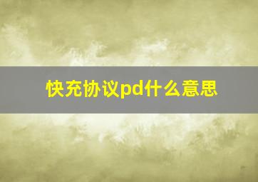 快充协议pd什么意思