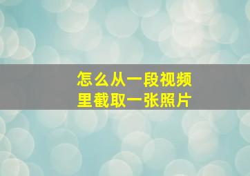 怎么从一段视频里截取一张照片