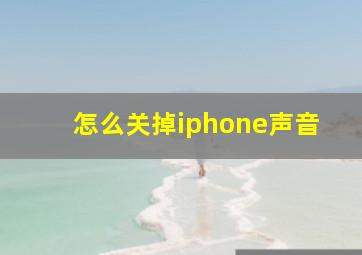 怎么关掉iphone声音