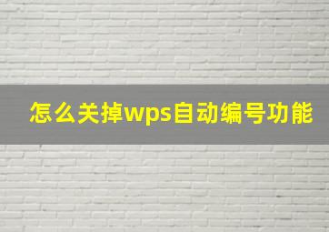 怎么关掉wps自动编号功能