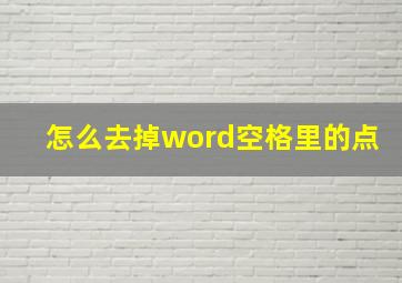 怎么去掉word空格里的点