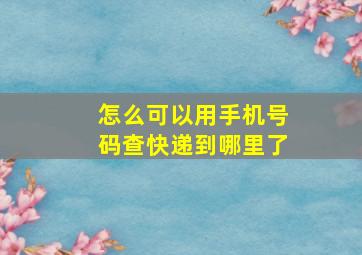 怎么可以用手机号码查快递到哪里了