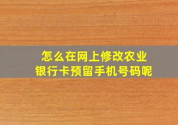 怎么在网上修改农业银行卡预留手机号码呢