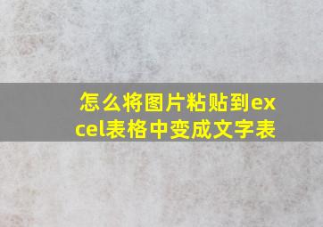 怎么将图片粘贴到excel表格中变成文字表