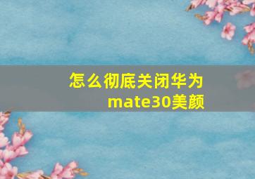 怎么彻底关闭华为mate30美颜