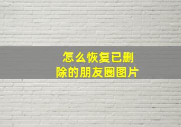 怎么恢复已删除的朋友圈图片