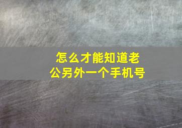 怎么才能知道老公另外一个手机号