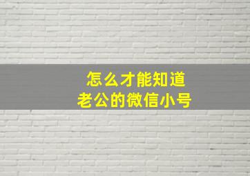 怎么才能知道老公的微信小号