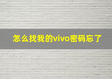 怎么找我的vivo密码忘了