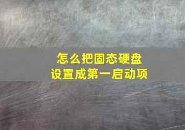 怎么把固态硬盘设置成第一启动项