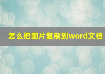 怎么把图片复制到word文档