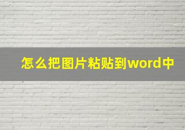 怎么把图片粘贴到word中