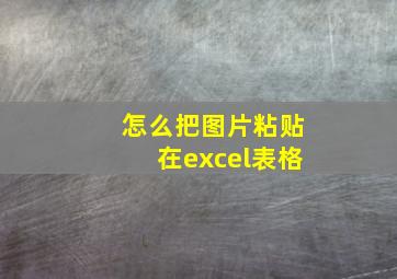 怎么把图片粘贴在excel表格