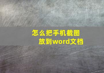 怎么把手机截图放到word文档