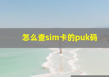 怎么查sim卡的puk码