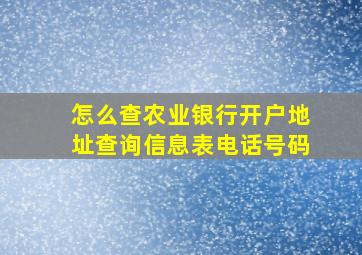 怎么查农业银行开户地址查询信息表电话号码