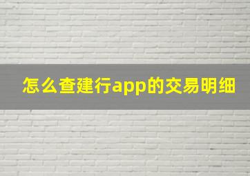 怎么查建行app的交易明细