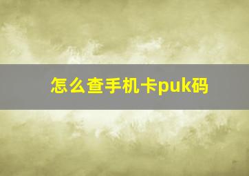 怎么查手机卡puk码