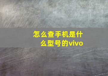 怎么查手机是什么型号的vivo