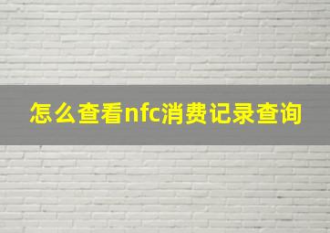 怎么查看nfc消费记录查询