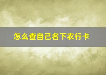 怎么查自己名下农行卡