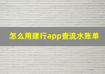 怎么用建行app查流水账单