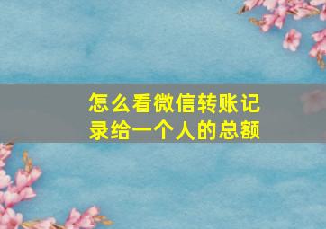 怎么看微信转账记录给一个人的总额