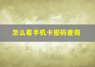 怎么看手机卡密码查询