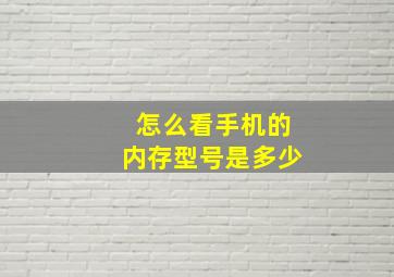 怎么看手机的内存型号是多少