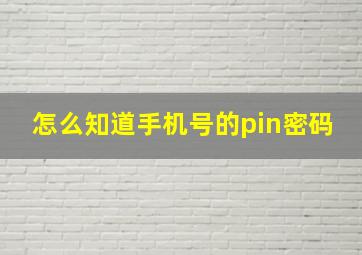 怎么知道手机号的pin密码