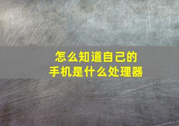 怎么知道自己的手机是什么处理器