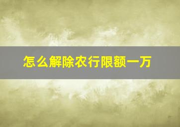 怎么解除农行限额一万