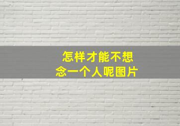 怎样才能不想念一个人呢图片