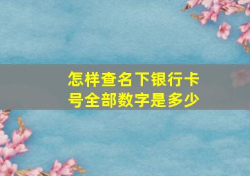 怎样查名下银行卡号全部数字是多少