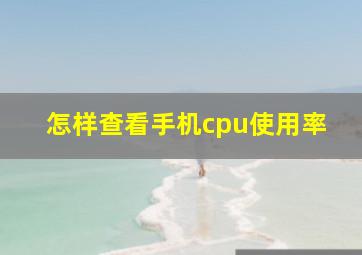 怎样查看手机cpu使用率