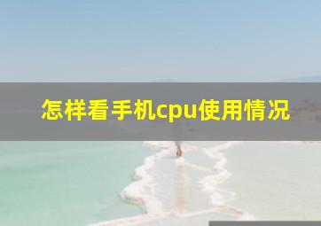 怎样看手机cpu使用情况