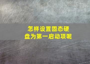 怎样设置固态硬盘为第一启动项呢