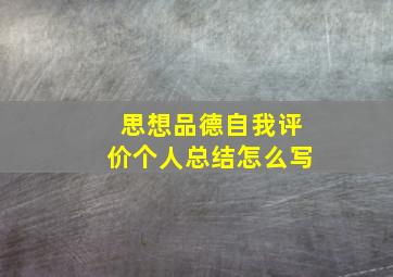 思想品德自我评价个人总结怎么写