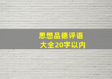 思想品德评语大全20字以内